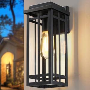 lot 19291 image: 13.8 Outdoor Wall Light Fixtures 1 Pack, Black Porch Lights Outdoor Lighting for House, Exterior Lighting Fixtures Wall Lanterns, Waterproof Modern Outside Sconce Lights for Patio Garage (No Sensor)