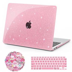 lot 20213 image: Anban Compatible with MacBook Air 13 inch Case M1 2021 2020 2019 2018 Release A2337 A2179 A1932, Glitter Plastic Hard Shell Case for MacBook Air 13.3 inchKeyboard CoverScreen Protector, Sparkly Pink