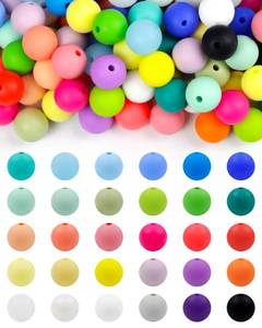 lot 20218 image: 180PCS FIVEIZERO Silicone Beads �� 30 Colors 12mm Round Rubber Beads Bulk for DIY Crafts, Keychain Accessories & Jewelry Making
