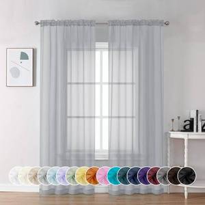 lot 20220 image: Chyhomenyc Light Grey Sheer Curtains 84 Inch Length 2 Panels, Light Filtering Soft Airy Voile Rod Pocket Sheer Window Drapes for Bedroom Living Room, Each 42Wx84L Inches