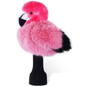 lot 20224 image: mytag Funny Golf Club Head Covers, Flamingo Animal Plush Driver Headcover, Golf Headcover Fits Standard 460cc Driver Head