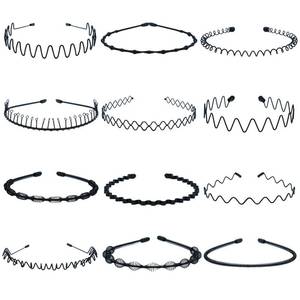 lot 20225 image: Gabrella 12 Pcs Metal Hair Hoop, Headbands for Women, Unisex Wavy Headwear Accessories, Head Hoop Black Wave-shaped Hair Band for Sport Unisex Headband