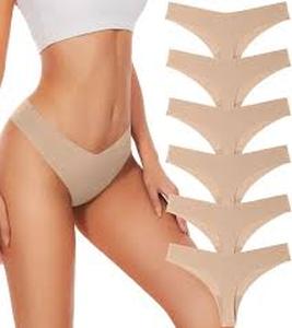 lot 10341 image: Hellopopgo Seamless Thongs For Women V-waisted No Show Thong Seamless Panties Breathable Underwear Womens 6-Pack,Small