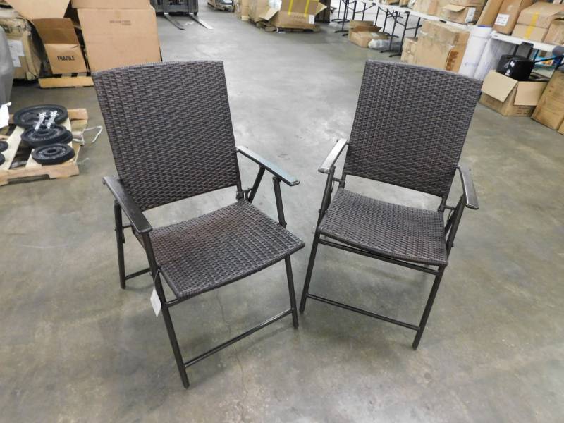 lot 1806 image: Destination Summer All Weather Wicker Folding Chairs