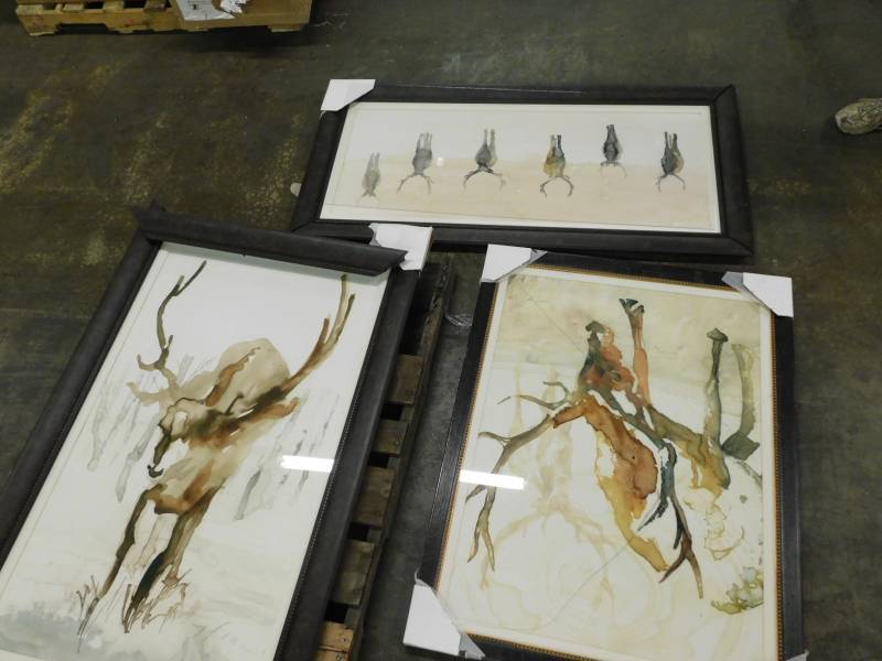 lot 1829 image: Nice Artwork Mountain Comfort Series Sizes Pictured Has damage to Frames Repariable