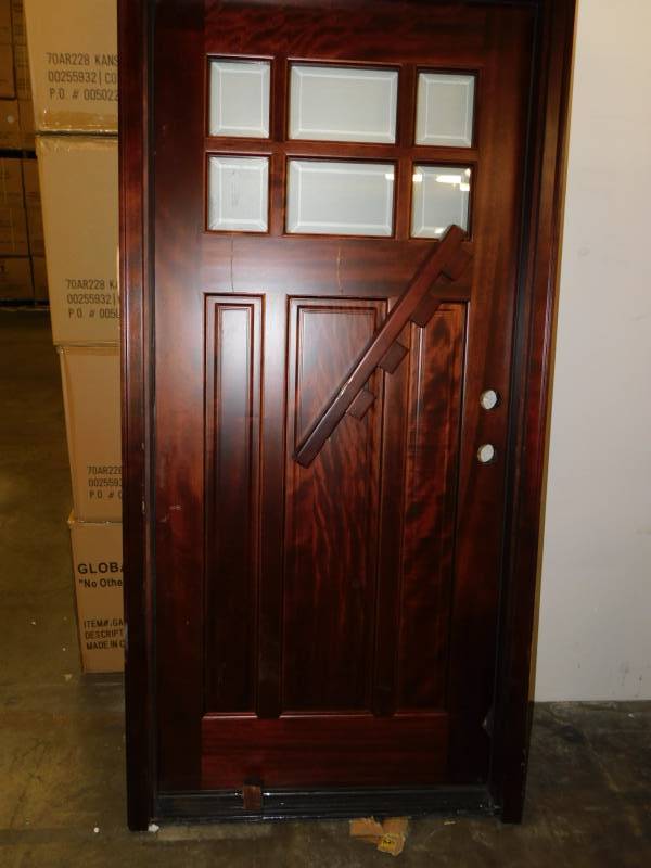 lot 1931 image: Pacific Pride Wood Entry Door Minor Shipping Damage Easy Repair Nice Door