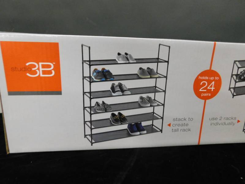 lot 1897 image: Studio 3b 6 Teir Shoe Rack Great For College Students Appears New In Box
