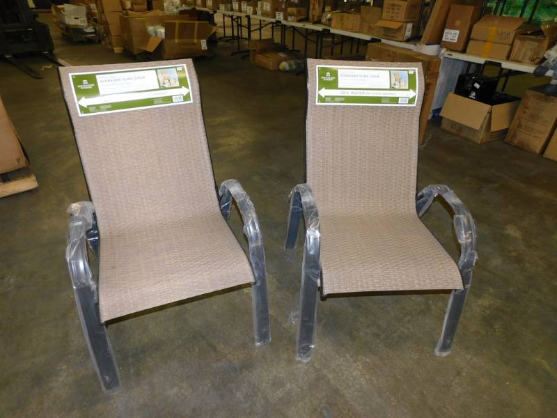 Destination Summer Bronze Finish Oversized Sling Chairs Appear New