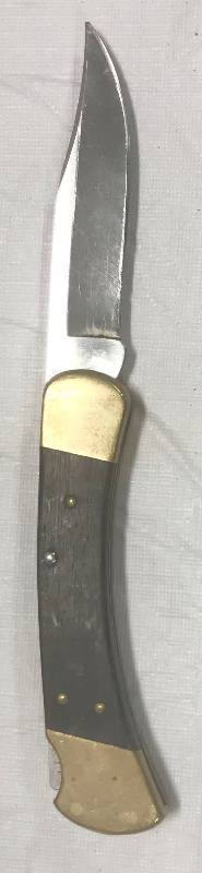 lot 1194 image: BUCK 110 Pocket Knife - w Wooden Handle - Nice Made in U.S.A. - VINTAGE & HEAVY  - What a GREAT Knife