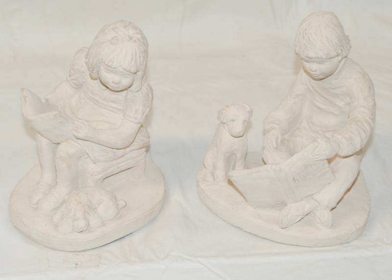 lot 2598 image: Bright Eyes by Austin Prod. Inc. 1987 - Lot of 2 - White Clay Figurines - Very Cool