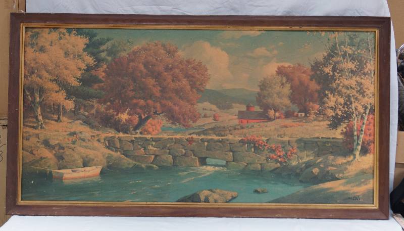 lot 1002 image: Vintage Framed Print by Westal - A little larger than 4ft x 2ft