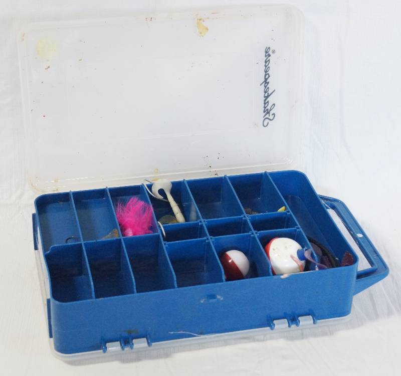 lot 1345 image: Tackle Box w Tackle - Double-Sided - See pics