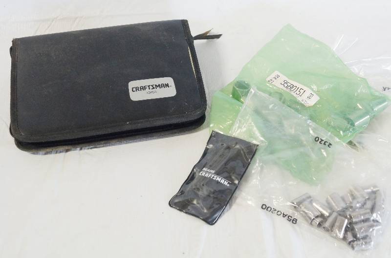 lot 1349 image: Lot of CRAFTSMAN sockets ad Allen Wrenches with a Branded Folding Zipper Case