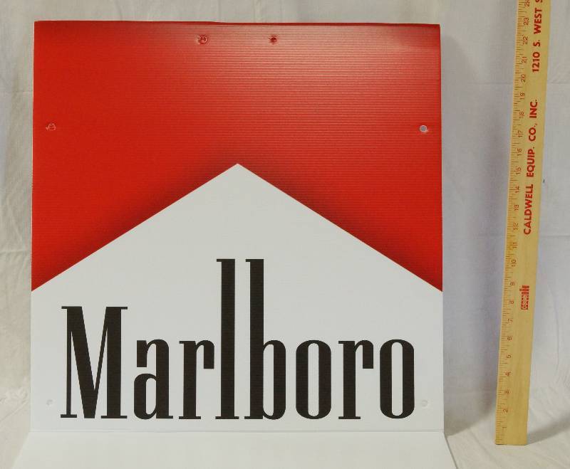 lot 1377 image: Marlboro Cigarette Tobacco Poster on Corrugated Plastic Board - folds in half - NEW