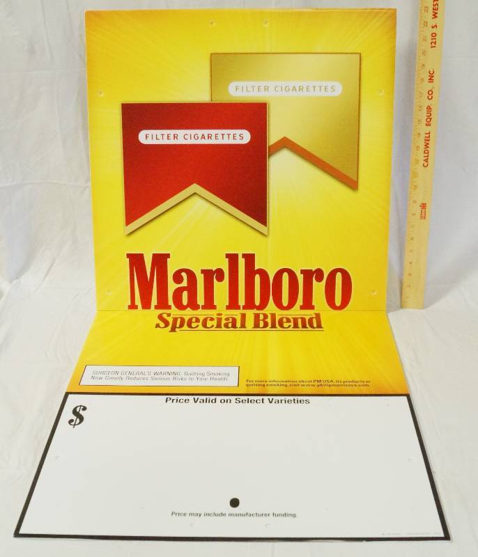 lot 1378 image: Marlboro Special Blend Cigarette Tobacco Poster on Corrugated Plastic Board - folds in half - NEW