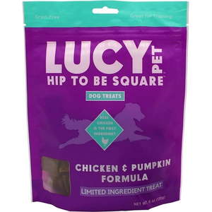 lot 1198045 image: x2 Lucy Pet Products Hip to Be Square Chicken & Pumpkin Dog Treats 6 oz Best By 03282025 - Retail $17