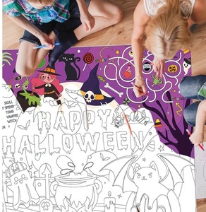 lot 1198067 image: Halloween Pumpkin Giant Coloring Poster, 43.3 X 31.4 Inch Large Coloring Poster for Classroom Wall Coloring Table Cloth for Classroom Home Birthday Party Decorations Supplies Favor - Retail $7