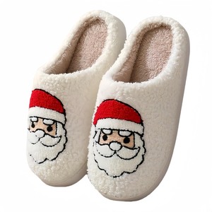 lot 1198068 image: GEBUFAW Halloween Slippers for Women Retro Soft Cozy Comfy Plush Lightweight Slip-on Indoor Outdoor Anti-Skid Sole Christmas House Shoes Size 44-45 - Retail $20