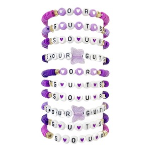 lot 1198088 image: YANMIN 10pcs Handmade Olivia Stretch Friendship Bracelets Singer Merch Inspired Outfit Merchandise Birthday Gifts Clay Beaded Friendship Bracelets Bulk for OR Music Fans, Adjustable, Purple - Retail $10