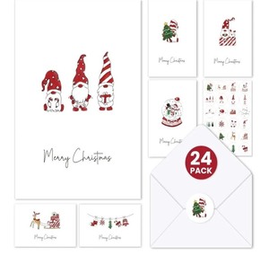 lot 1198101 image: Christmas Cards Set of 24 with Minimalist Designs, Christmas Cards with Envelopes, Stickers & Storage Box, Assorted Christmas Cards Bulk, Perfect to Send Warm Holiday Wishes to Friends and Family - Retail $7