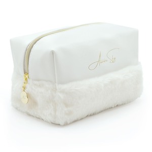 lot 1198139 image: Aurora Sky Fluffy Bottom Makeup Bag Organizer �� Portable Toiletry Travel Case �� Cute Cosmetic Bag for Woman & Girls �� Waterproof Soft Vegan Leather Pouch �� Medium Size Storage (White) - Retail $20