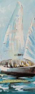 lot 1198144 image: LiveInUrban Self Adhesive Abstract White Ice Blue Painting Sailboat Door Mural, Peel and Stick Textured Sailboat Door Decals Sticker for Bedroom Living Room Home Decor, White Ice Blue 38cm x 200cm - Retail $20