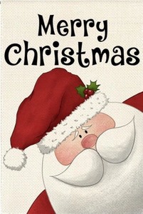 lot 1198145 image: Cute Santa Claus Merry Christmas Garden Flag 11x18 Inch Vertical Double Sided Winter Xmas Small Flags Farmhouse Outside Decoration For Yard  - Retail $6
