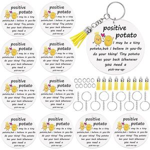 lot 1198148 image: 40PCS Potato Acrylic Keychain Kit,Potato Gifts Positive Gifts for Women Girls,10 Emotional Keychain,10 Keychain Tassels,10 Key Chain Rings,10 Jump Rings,Cheer Up Gift for Women,Friend,Mom,Coworker - Retail $13