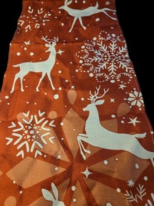 lot 1198158 image: Christmas Table Runner, 72 Inch Long - Deer Pattern, Red - Retail $12