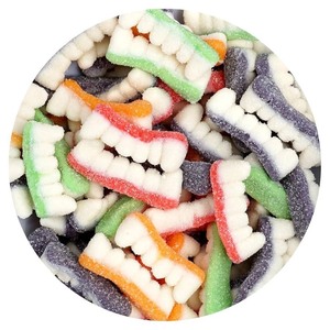 lot 1198167 image: Gummi Fangs Candy, 1 Pound Bulk Halloween Candy Bag, Vampire Teeth, Halloween Candy, Halloween Gummies Best By October 2025 - Retail $7
