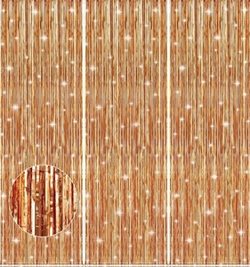 lot 1198186 image: x2 Accevo Rose Gold Foil Party Streamers 3Pack Metallic Tinsel Fringe Curtain 3.2ft x 8.2ft Streamer Curtains Anniversary Thanksgiving Christening Party Photo Booth Tinsel Curtain for Parties Decoration - Retail $8