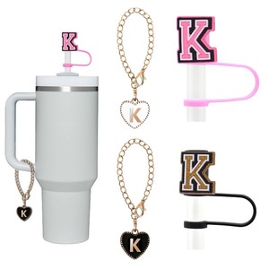 lot 1198211 image: Linmaya Stanley Cup Accessories, 2PCS Letter Straw Cover For Stanley Cup 4030oz with 2 Letter Charms, Initial Straw Topper and Charms S, NOT K