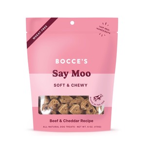 lot 1198221 image: Bocces Bakery Oven Baked Say Moo Treats for Dogs, Wheat-Free Everyday Dog Treats, Made with Real Ingredients, Baked in The USA, All-Natural Soft & Chewy Cookies, Beef & Cheddar Recipe, 6 oz Best By 04012025 - Retail $8
