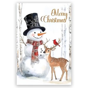 lot 1198233 image: Limitronix Christmas Snowman Poster,Snowman Wearing Black Hig with Reindeer Watercolour Painting Wall Art,Winter Pictures Xmas Holiday Wall Decor Aesthetic for Farmhouse 16x24inch Unframed - Retail $10