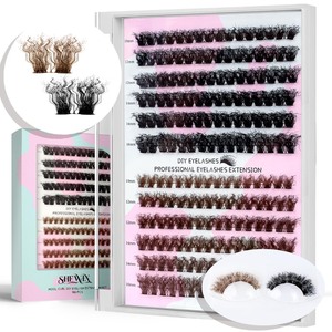 lot 1198239 image: Brown Lash Clusters Wispy Eyelash Wool Curl Lashes Cluster C Curl 10-16mm Eyelash Extension 96pcs Individual Lashes (Wool Curl) - Retail $12