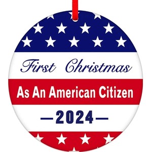 lot 1198282 image: FLYAB First Christmas As an American Citizen Ornament 2024 - Tree Decorations and Gifts for New Americans - US Citizenship Gift - Retail $7