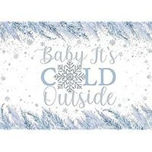 lot 1198284 image: Avezano Baby Its Cold Outside Baby Shower Decorations Baby Its Cold Outside Backdrop Snowflake Winter Baby Shower Party Banner for Boys Blue 7x5ft, 83x59inch - Retail $12