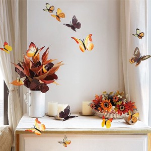 lot 1198290 image: Cheerland 16pcs 3D Fall Theme Butterfly Wall Decor Removable Decal Mural Autumn Yellow Orange Butterflies Sticker for Kids Bedroom Nursery Classroom Party Decoration Wedding Decor DIY Gift - Retail $12