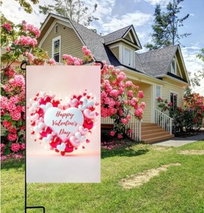 lot 1198291 image: Happy Valentines Day Garden Flag Double Sided 12x18 Flag Red White Love Hearts Yard Flag Love Combination Valentine Garden Flags Valentine Flag House Banner for Holiday Wedding Decoration - Retail $4
