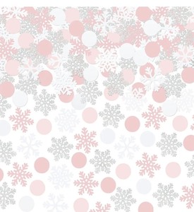 lot 1198297 image: Pink&Silver&White Snowflake Table Confetti Winter Wonderland Snowflake Confetti Winter Table Confetti for Christmas Winter Wonderland Birthday Baby Shower Table Decorations - 200 Pcs - Retail $8