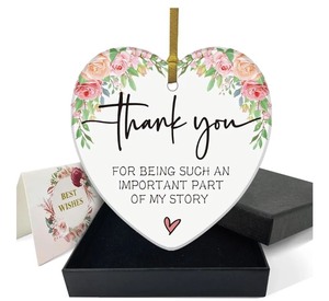 lot 1198307 image: REWIDPARTY Appreciation Gifts for Friend Teacher Parents Thank You Gifts for Being Such an Important Part of My Story Ornament Keepsake 3 Heart Ceramic Ornament with Gold Ribbon & Gift Box - Retail $12