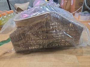 lot 1198331 image: Storage Works Woven Seagrass Baby Diaper Caddy Organizer - Retail $32