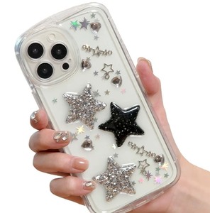 lot 1198357 image: iPhone 13 Pro Case Bling Stars 3D Hearts Diamond Twinkle Star Glitter Y2K Spark Luxury Girly Aesthetic Personalized Design for Women Girls Teens, 6.1, Clear - Retail $8