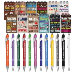 lot 1198361 image: Spiareal 24 Pcs Christian Gifts Set Bulk Bible Verse Pens Christian Notebooks Scripture Ballpoint Pens Bible Quote Notepads Religious Notebooks Gifts Nurse Teachers Office Supplies(Teach, Love) - Retail $9