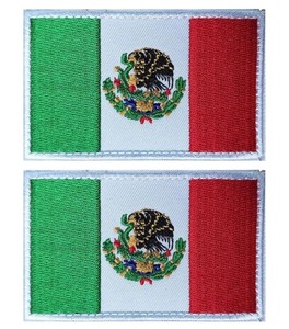 lot 1198366 image: 2PCS Mexican Mexico Flag Patch Embroidered Morale Patch Military Tactical Patches Hook and Loop(Mexican 02) - Retail $9