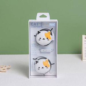 lot 1198385 image: x2 QearFun Cat Earbuds for Kids with Ear Hooks, Kawakii Wired Over Ear Headphones Earphones Gifts for School Girls and Boys with Microphone & Ear Loops Yellow - Retail $20