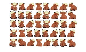 lot 1198408 image: 40-Piece Mini Highland Cow Figurines Set - Retail $25