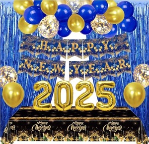 lot 1198441 image: 2025 New Year Party Decoration Set - Blue and Gold Theme - Retail $14