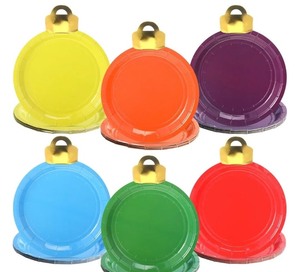 lot 1198455 image: Christmas Ornament Paper Plates Set - Retail $12
