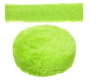 lot 1198456 image: Lime Green Faux Fur Ottoman Pouf - Retail $17